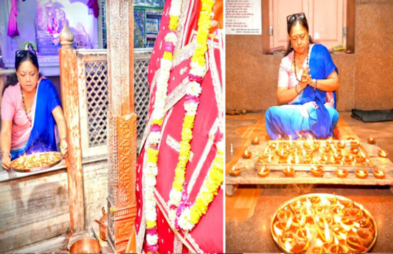 जयपुर बम ब्लास्ट: वसुंधरा राजे ने मंदिर में 80 न्याय दीप जलाए, बोलीं- कंस रूपी गहलोत सरकार को उखाड़ कर ही दम लेंगे